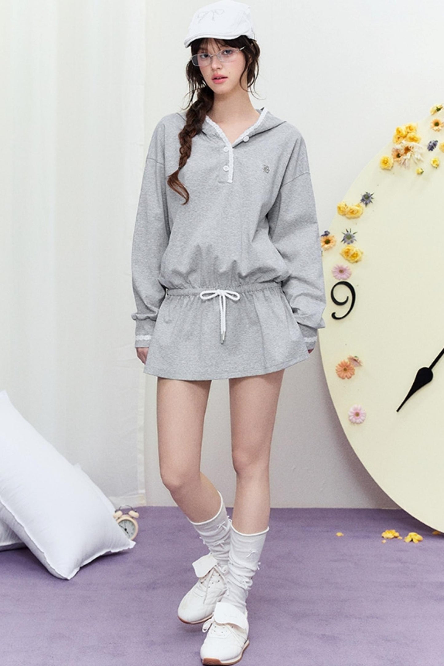 Drape Hoodie Sweater Dress
