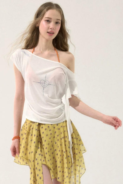Retro Asymmetrical Tie Skirt