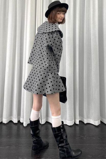Gray Polka Dot Preppy Suit Set-Up