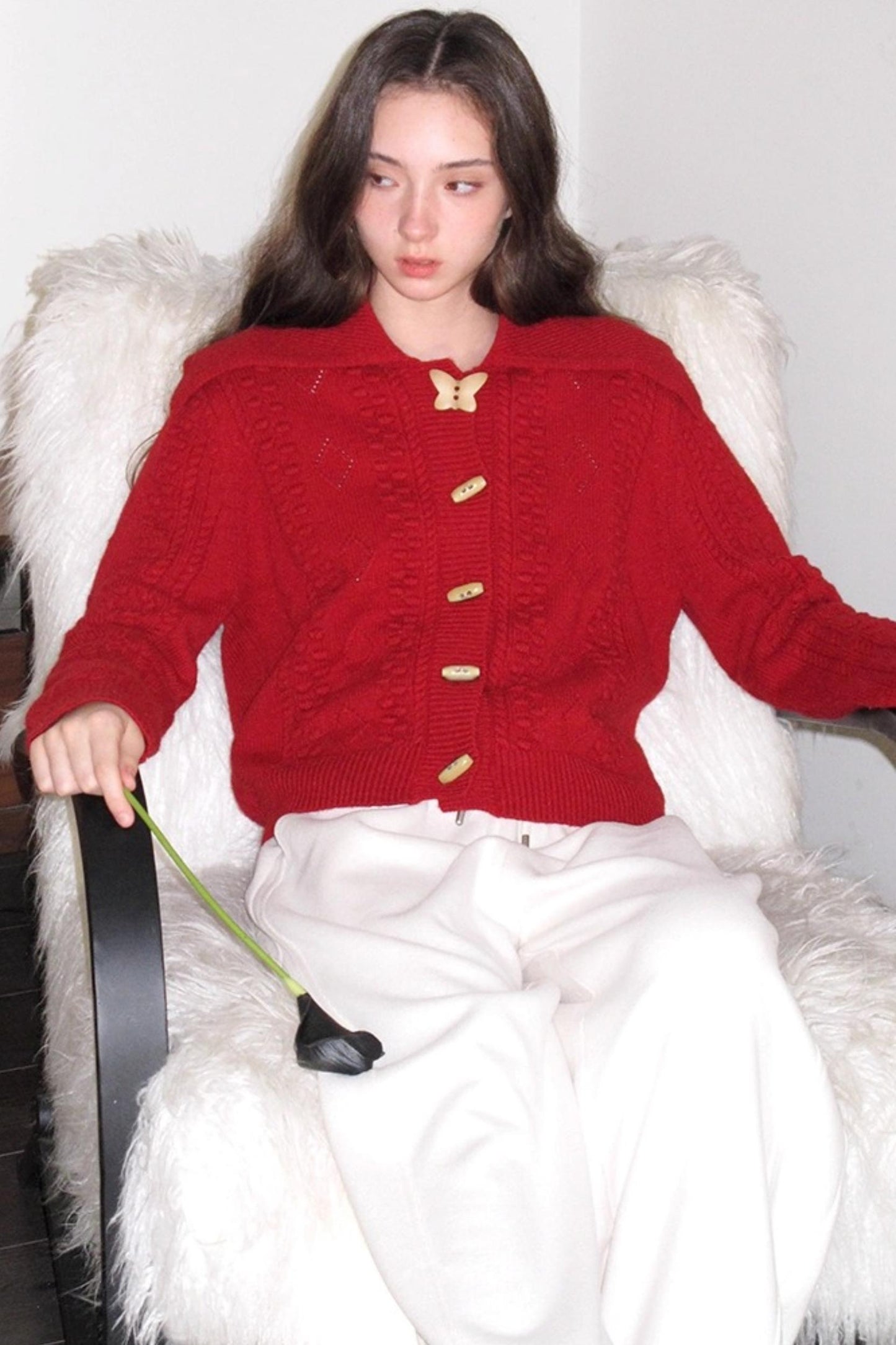 Winter Gingerbread Knitted Cardigan Set-Up