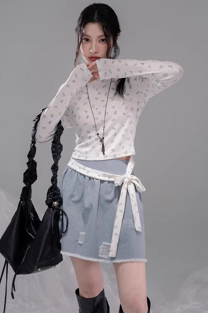 Floral Off-Shoulder Knitted Top