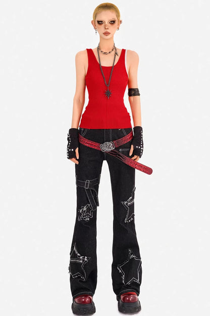 American Retro Star Flared Pants