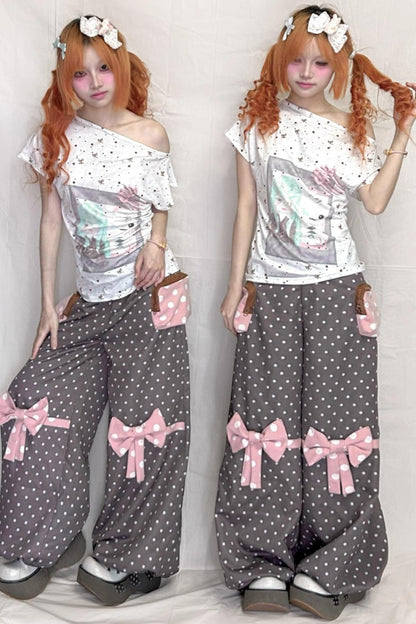 Original Mint White Polka Dot Top