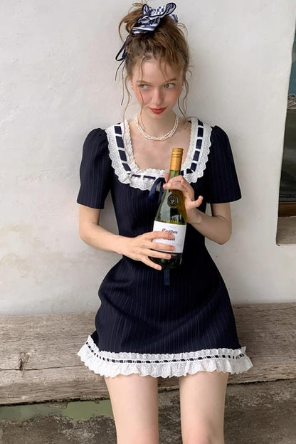 Striped Lace A-line Dress