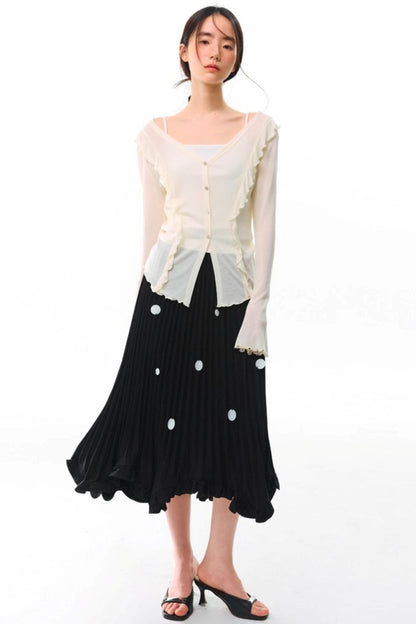 Soft Silhouette Bell Sleeve Knit Cardigan