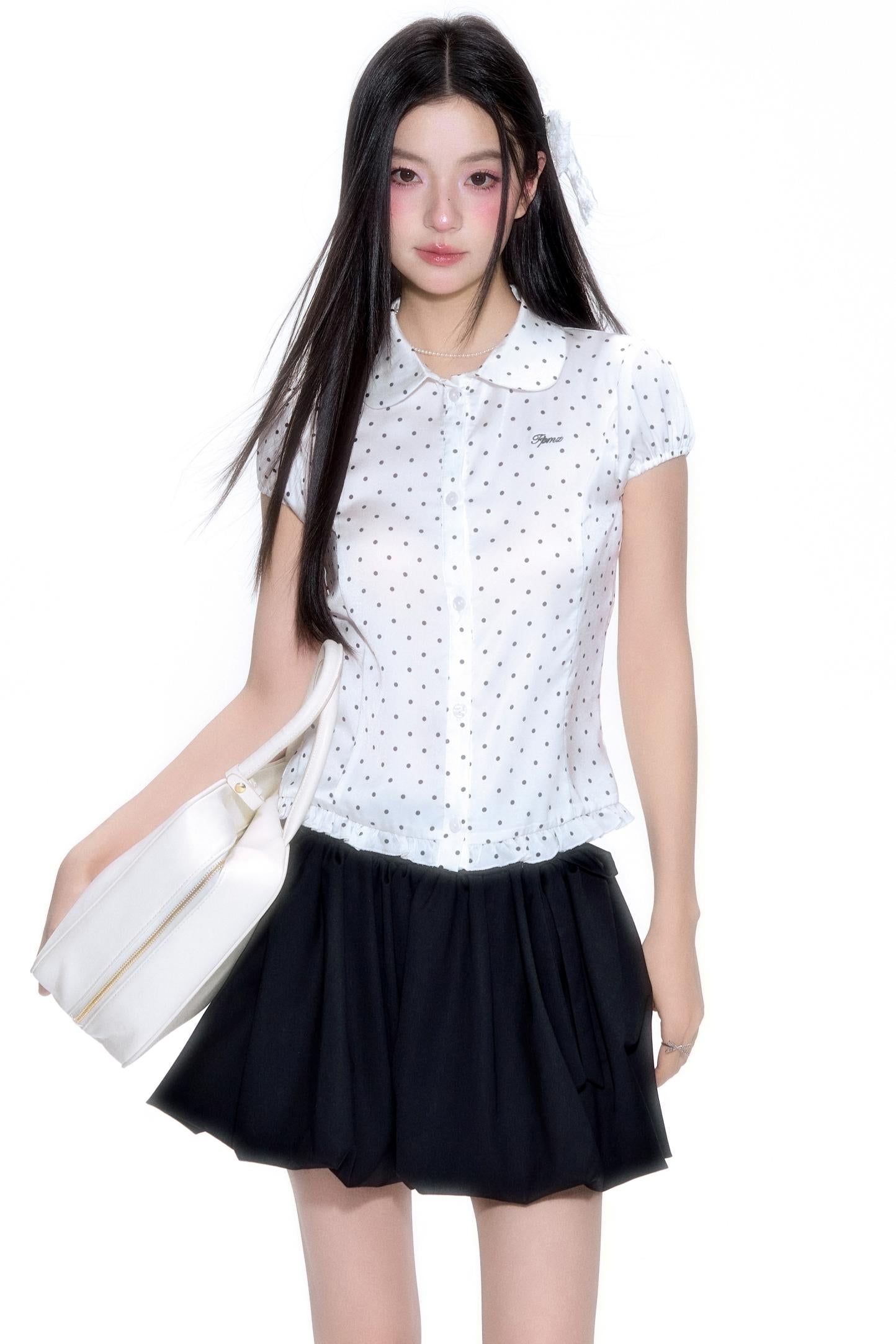 Vintage Polka Dot Lace Shirt
