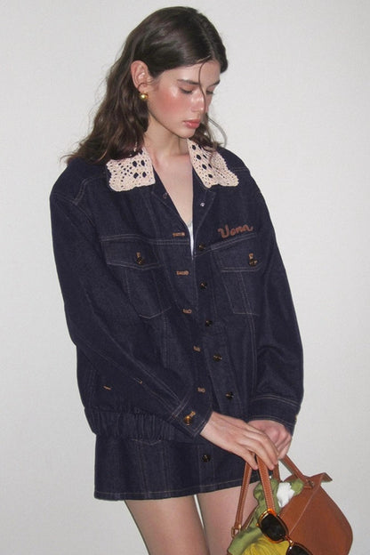 Blue Detachable Denim Jacket Set-Up