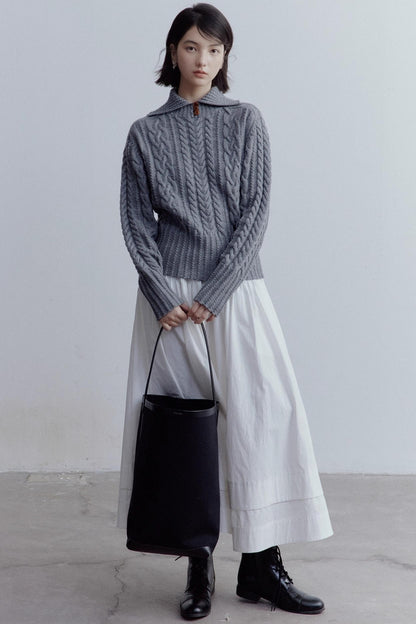 Pure Cotton Layered Shirring Skirt