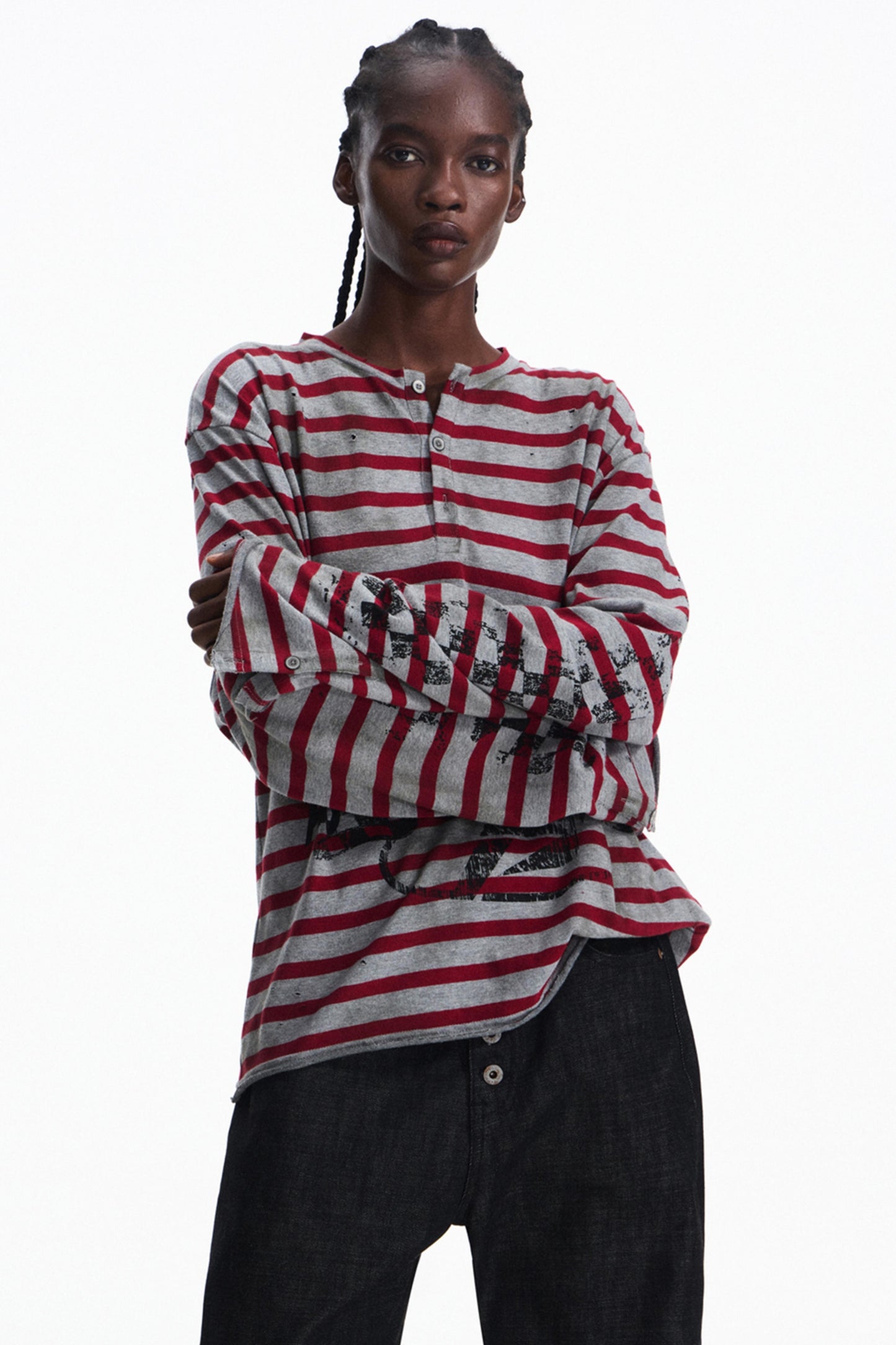 Splashed Ink Stripe Top