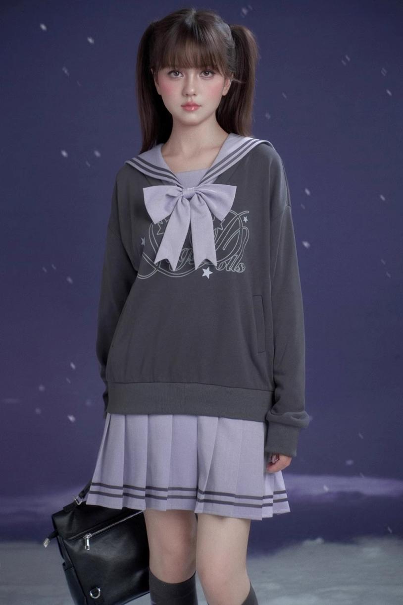 Oxygen Gray-Purple Sailor Dress