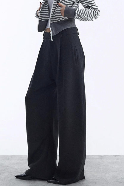 Black Wool Scimitar Trousers