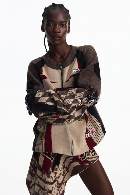 Racing Contrast Knit Top