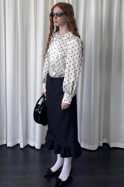 Loose Lace Polka Dot Satin Shirt