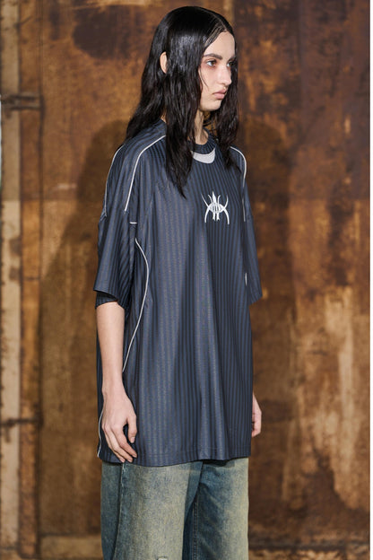 Gray Striped Jersey Top