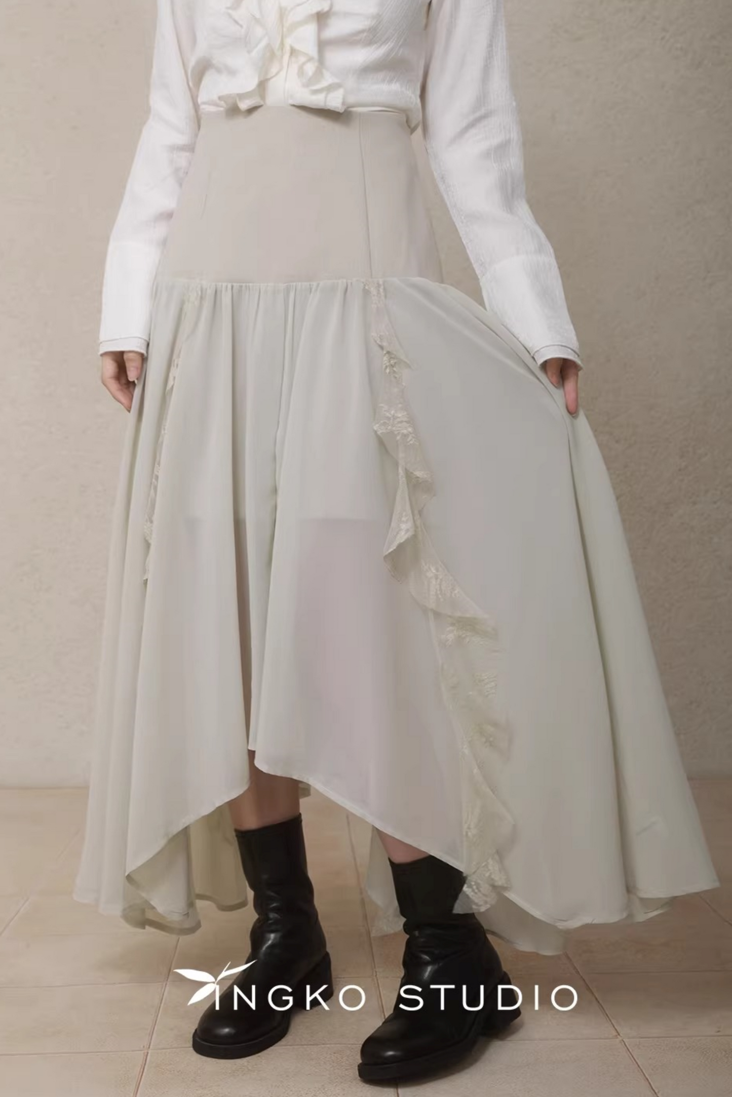 Irregular Hemp Patchwork Skirt