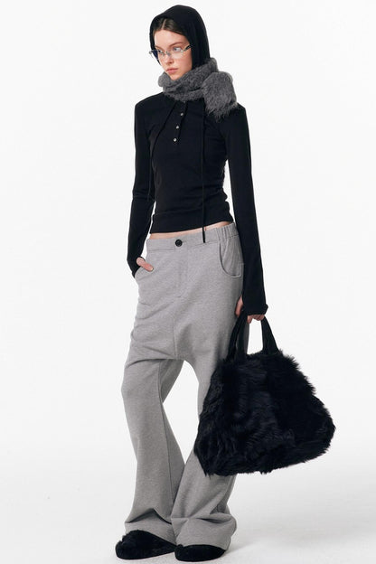 Drawstring Hooded Stretchy Top