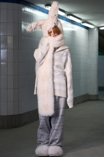 Long-Haired Patchwork Rabbit Hat