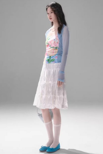 Mesh Splicing Hand-Painted Vest Top