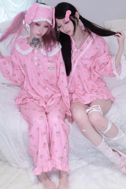 Soft Strawberry Star Pajamas Set-Up