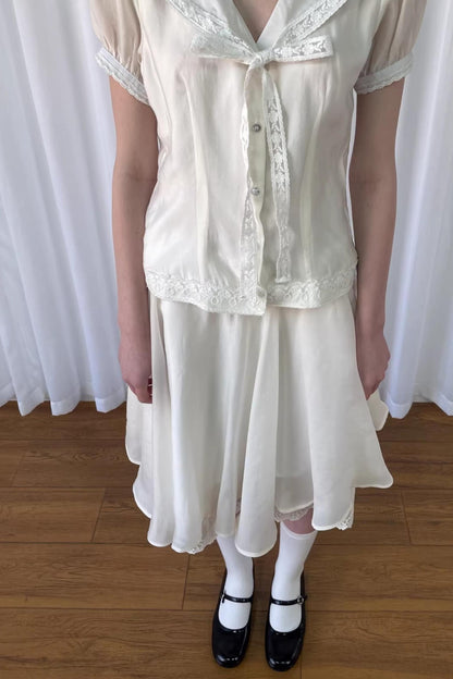 Patchwork Lace Trim Skirt