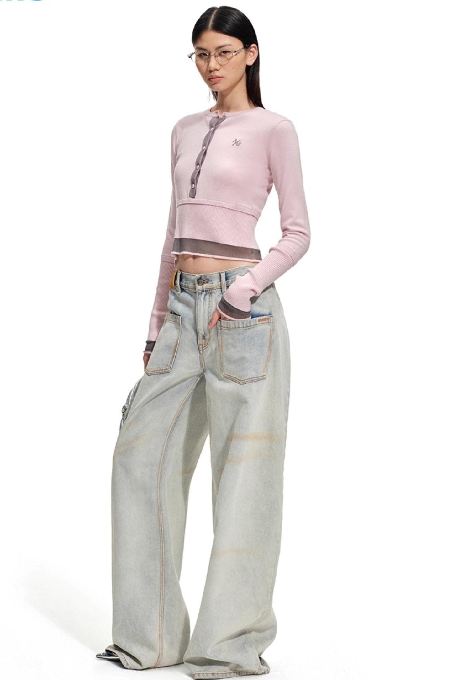 Sheep Wool Contrasting Knit Sweater