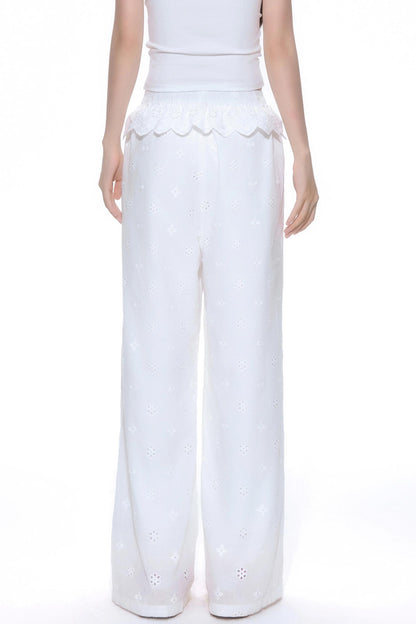 Floral Lace Wide-Leg Pants