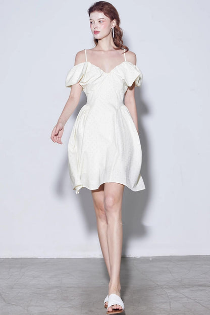 Rhinestone Puff Sleeve Dress