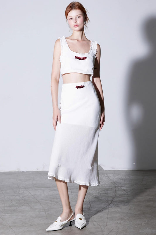 Moonlight White Vest Skirt Set-Up