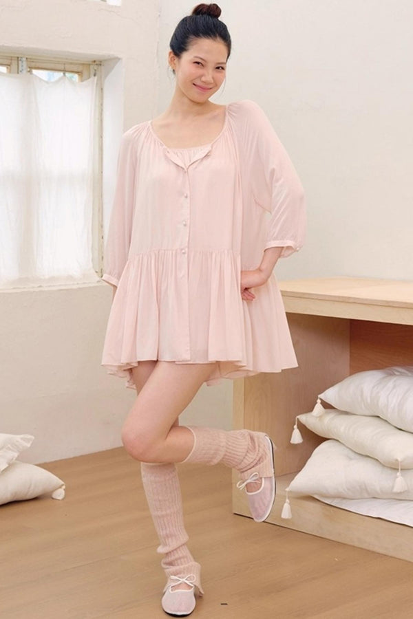 Light Dance Long-Sleeved Shirt Dress