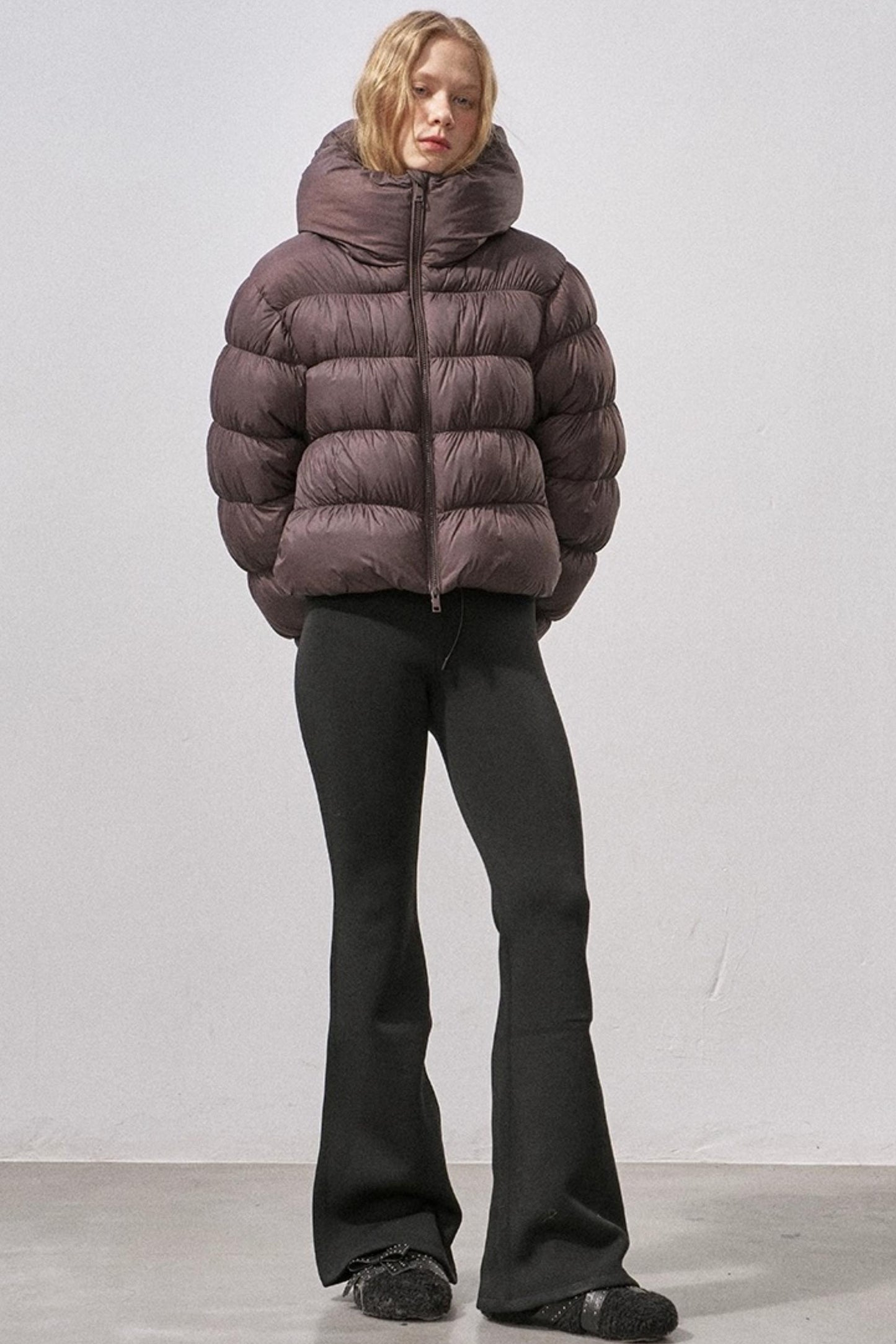 Black Micro-Stretch Flared Pants