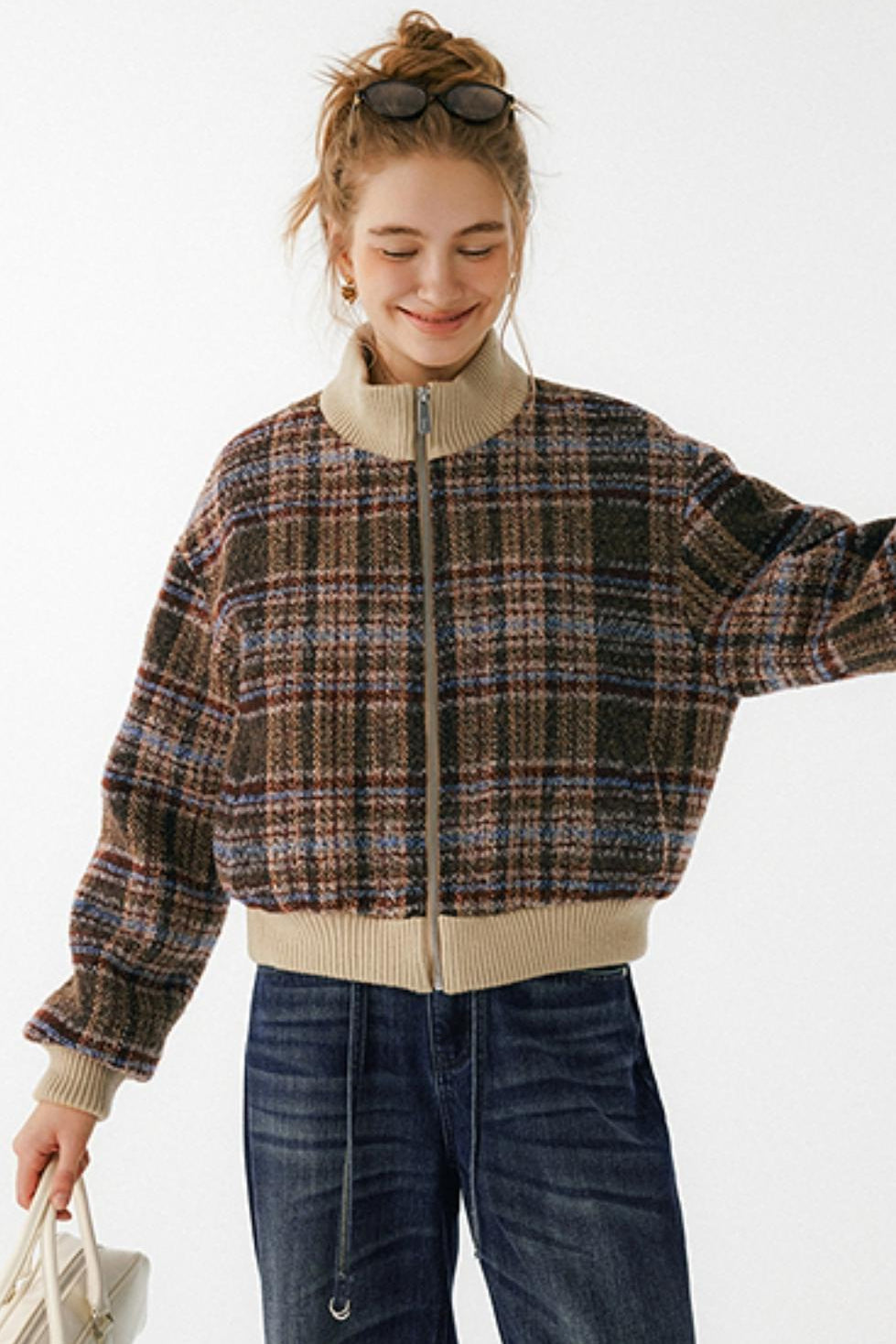 American Retro Plaid Wool Coat