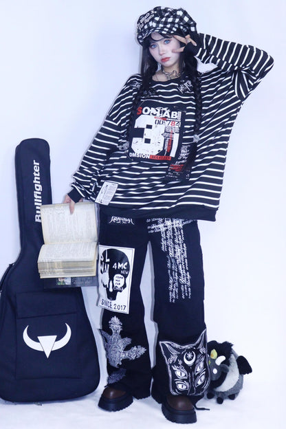 Punk Retro Denim Pants