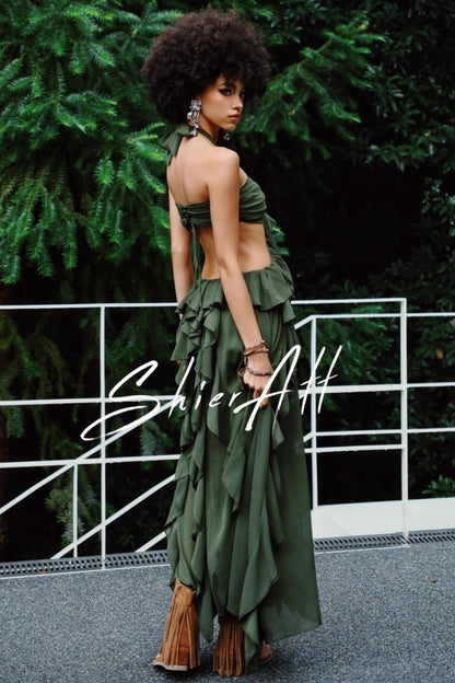 Wandering Wind Strappy Ruffled Dress