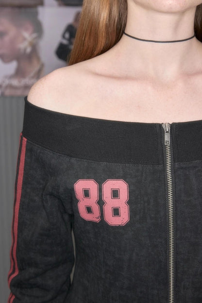 Casual Mottled One-Shoulder Sweatshirt