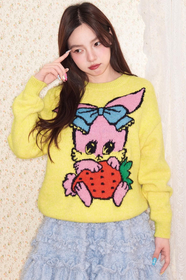 Peach Heart Animal Sweater