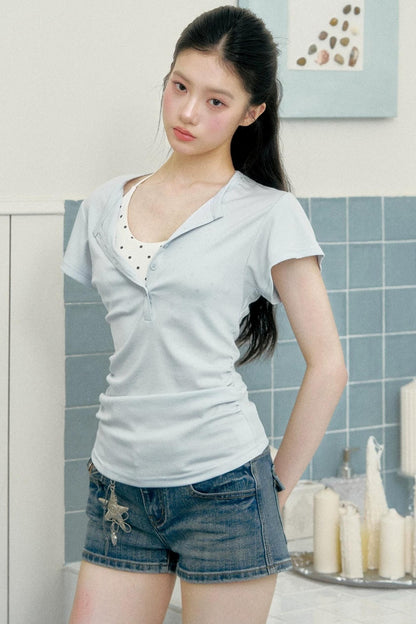 Henry Collar Slim-Fit T-Shirt Set-Up