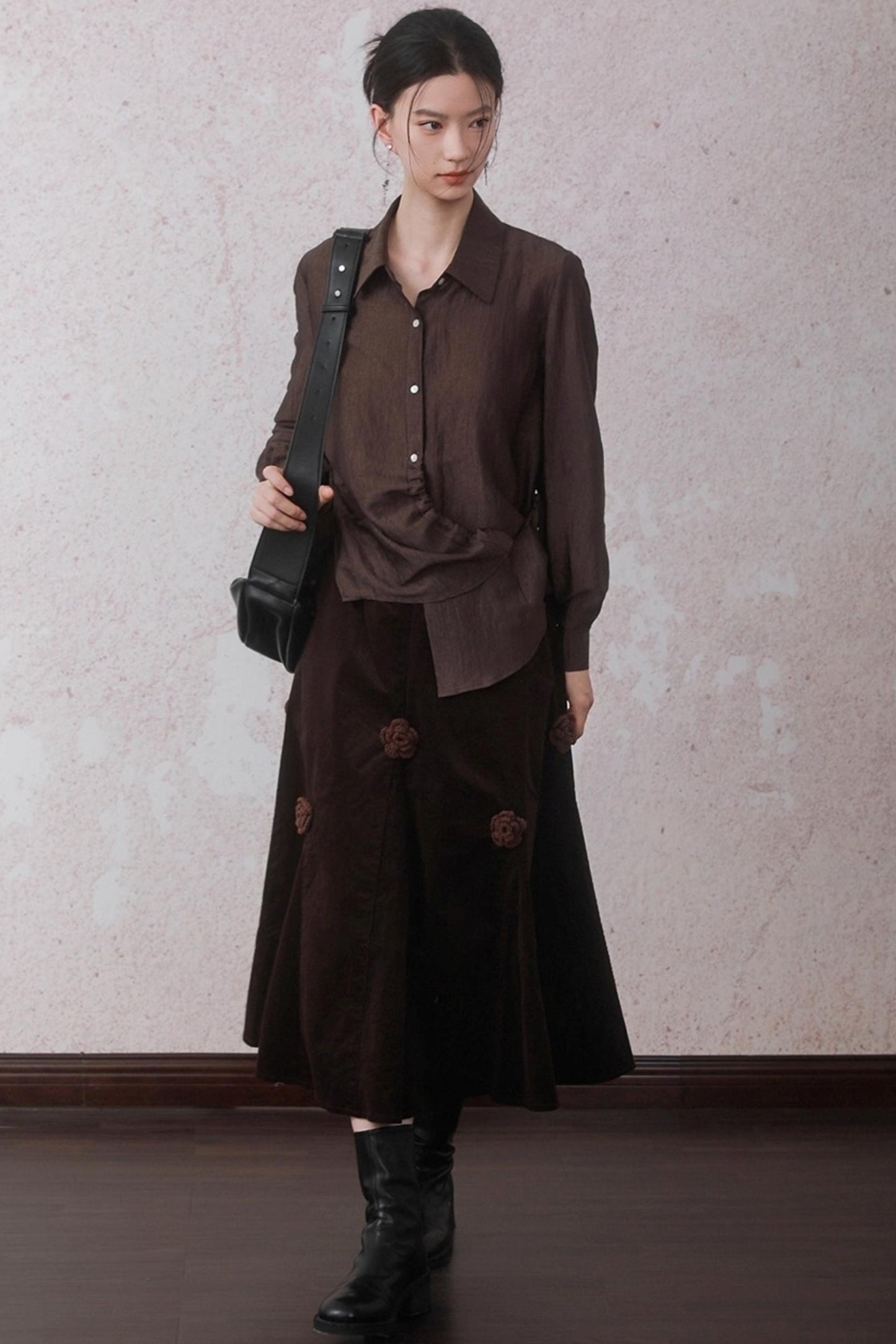 Autumn Acetate Chinese Shirt