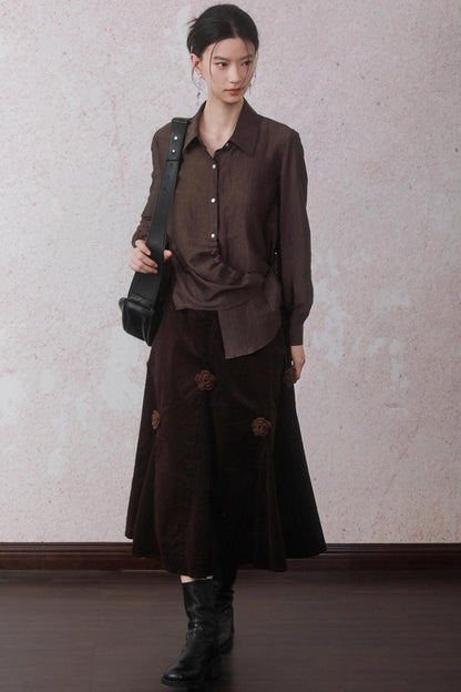 Autumn Acetate Chinese Shirt