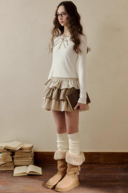 Retro Plaid Knit Tutu Skirt Dress