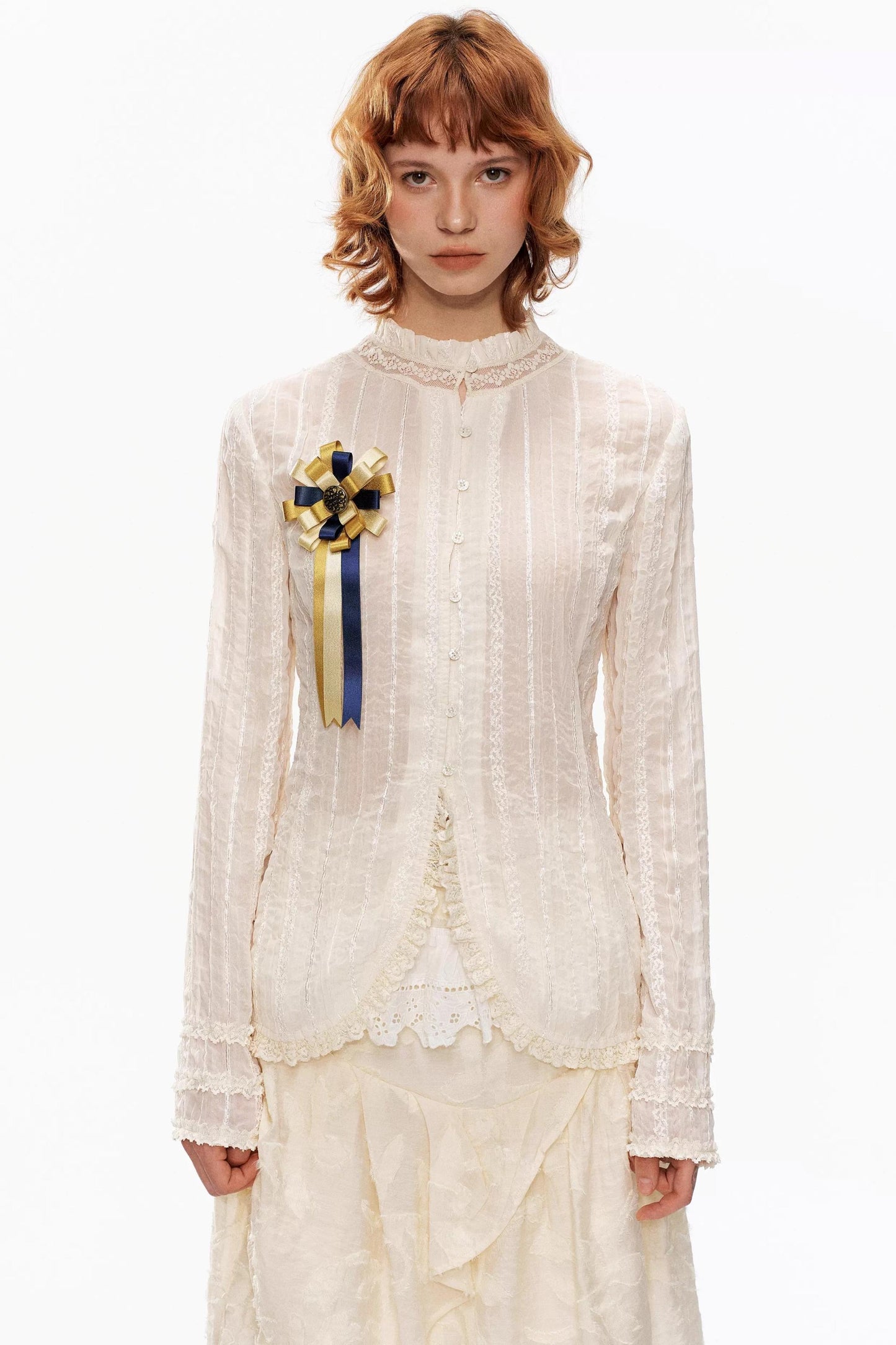 Retro Beige Lace Cardigan Top