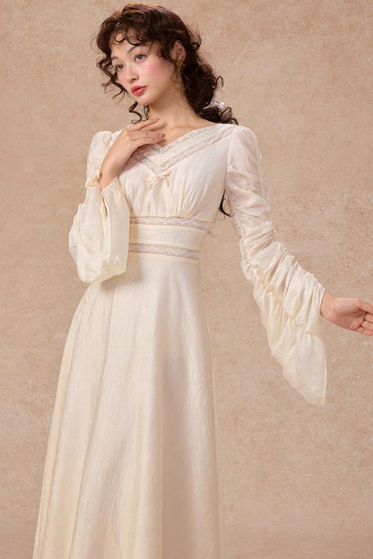 French court style V-Neck Satin Dress