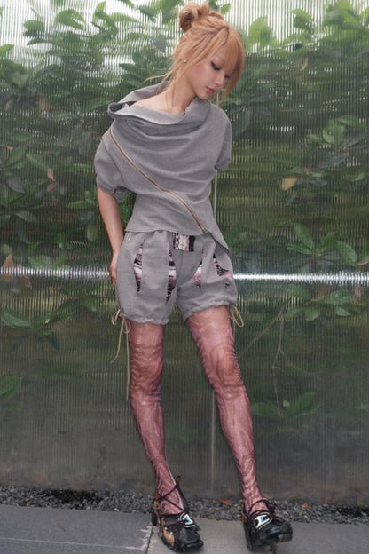 Irregular Patchwork Lantern Shorts