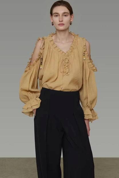Lockeres Off-Shoulder-Shirt mit Rüschen
