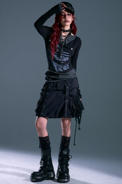 Raw Edge Puffy Bud Skirt