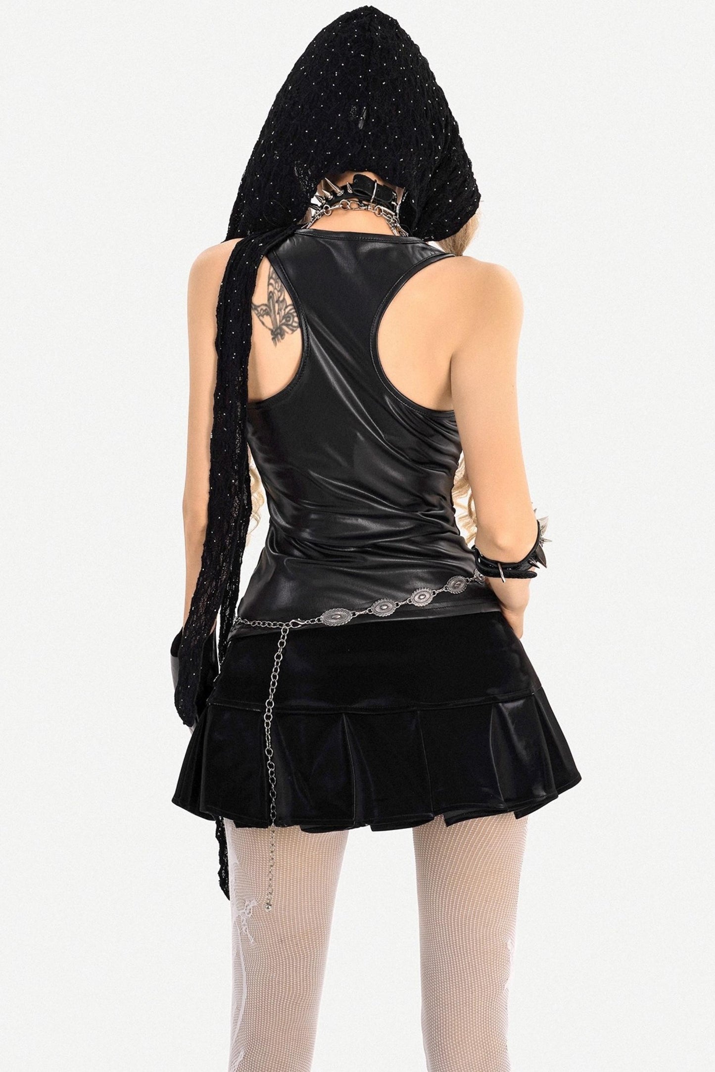 Gothic Metallic Pleated Skirt