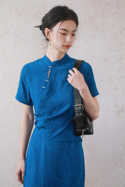 Blue Drawstring Dress