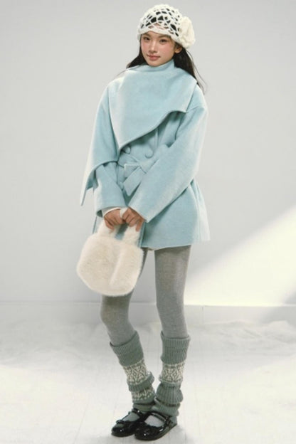 Shawl Cape Tie-Up Wool Coat