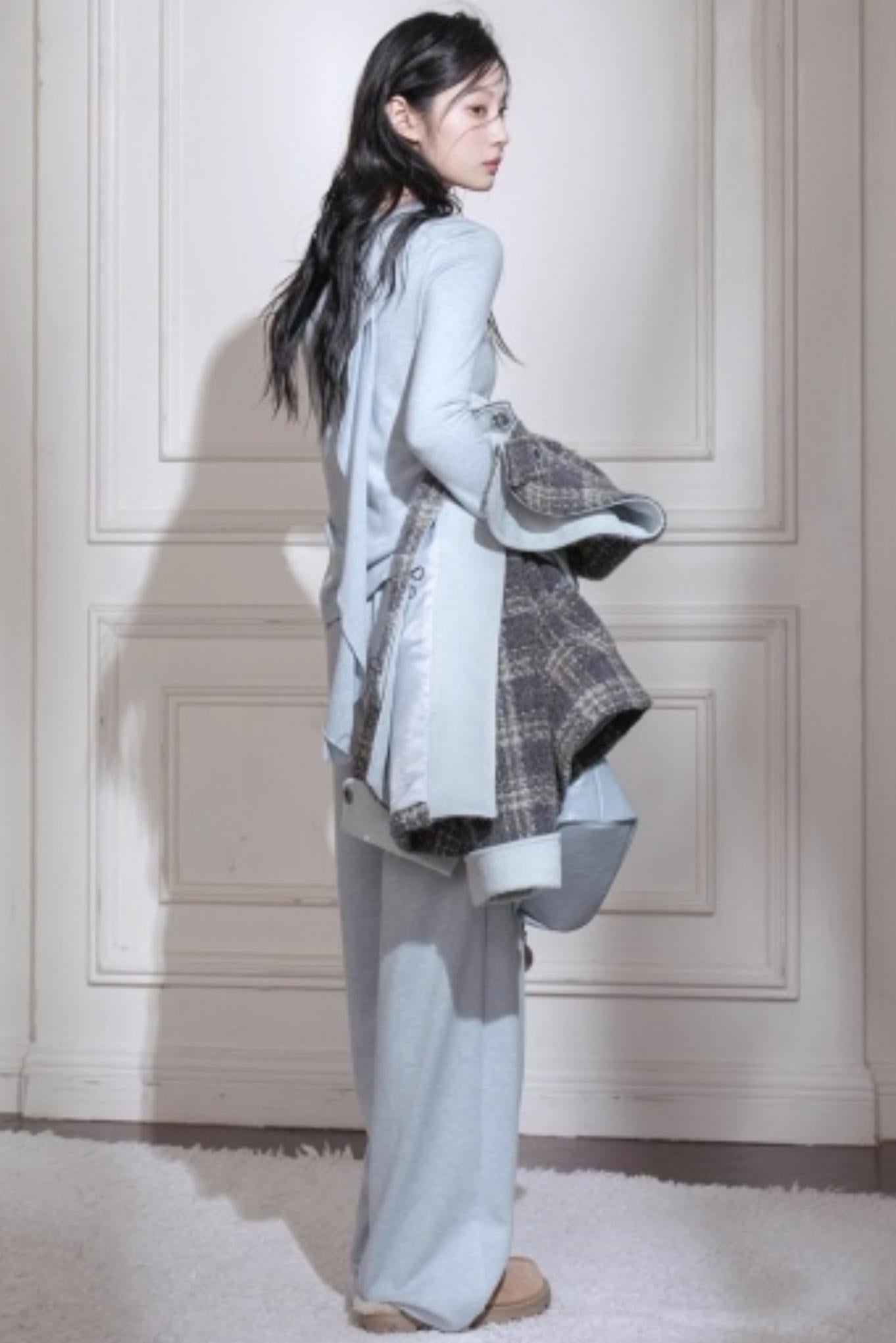 Milk Blue Wool Ribbon Knit Set