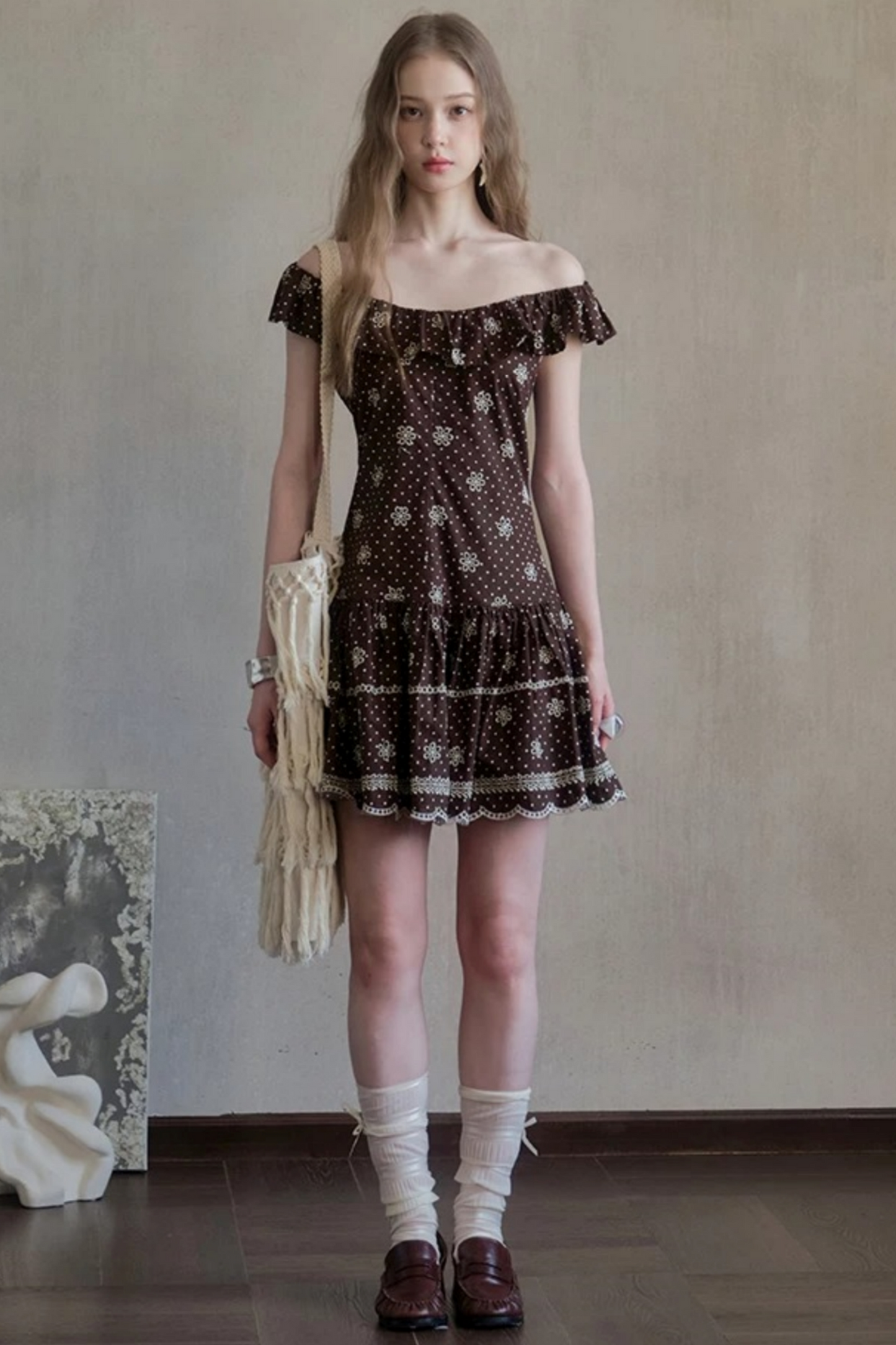 Embroidered One-Shoulder Dress