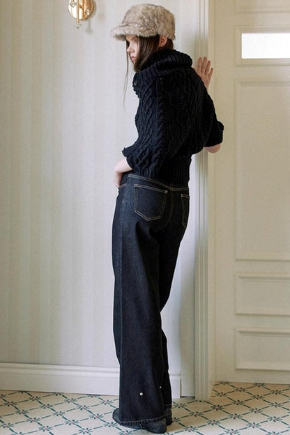 Black Eco-Friendly Frayed Hem Jeans